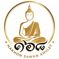 โลโก้ 168 NAKHONSAWAN AMULET รูปพระพุทธรูปปางสมาธิในวงกลมสีทอง